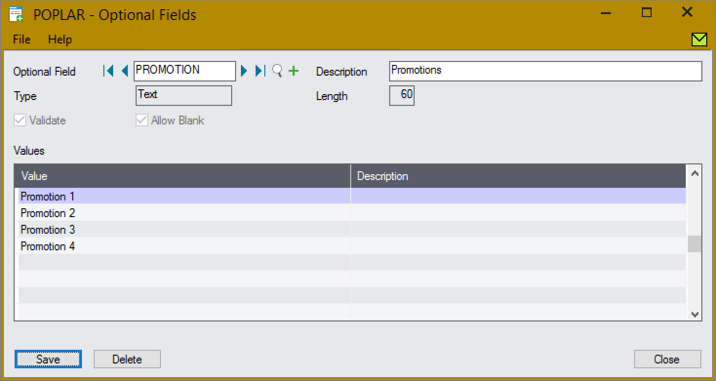 Optional Fields (Promotion)