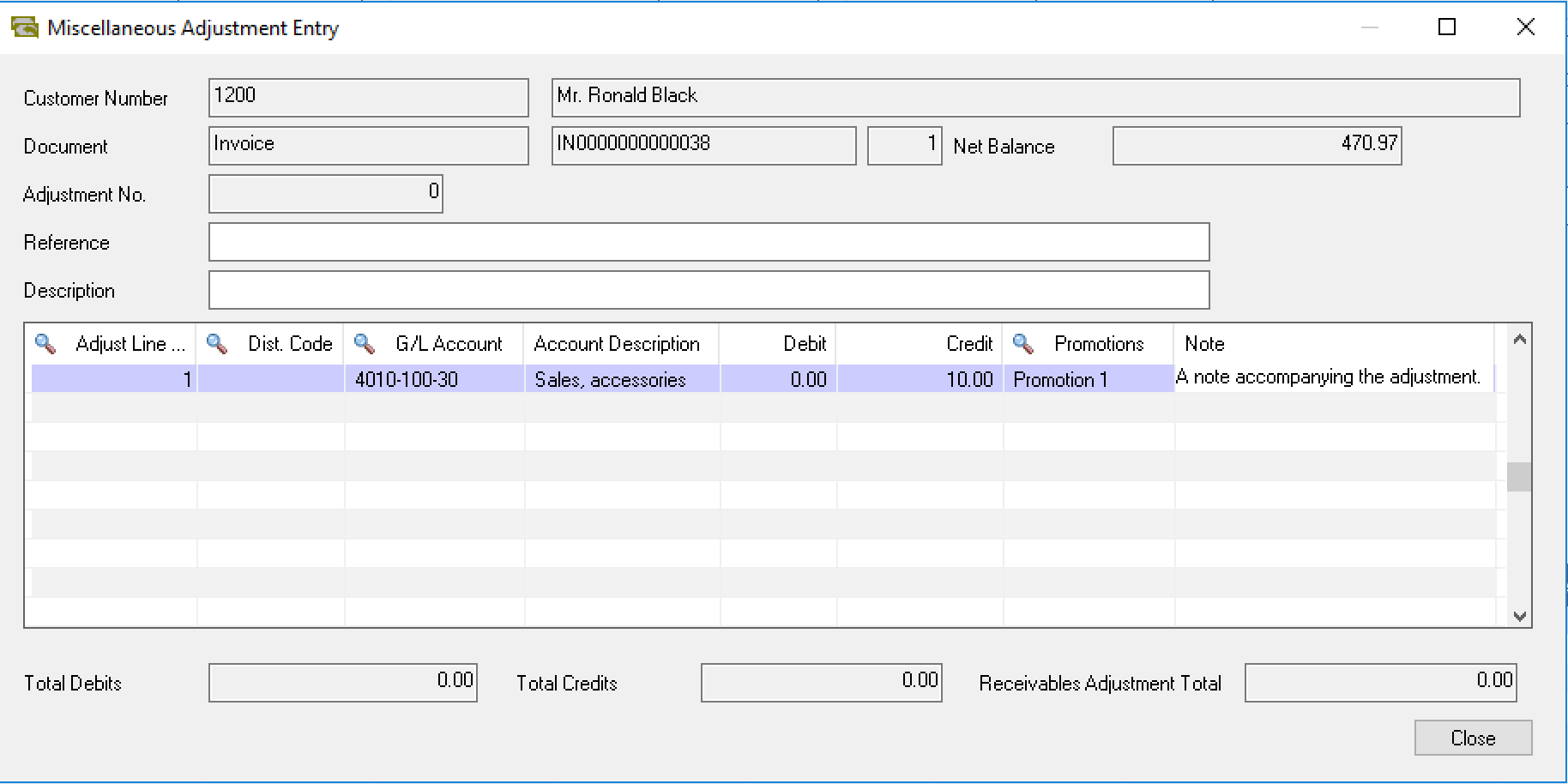 Misc. Adjustment Entry