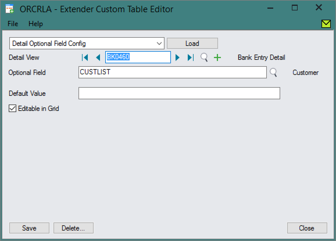 Extender Custom Table Editor