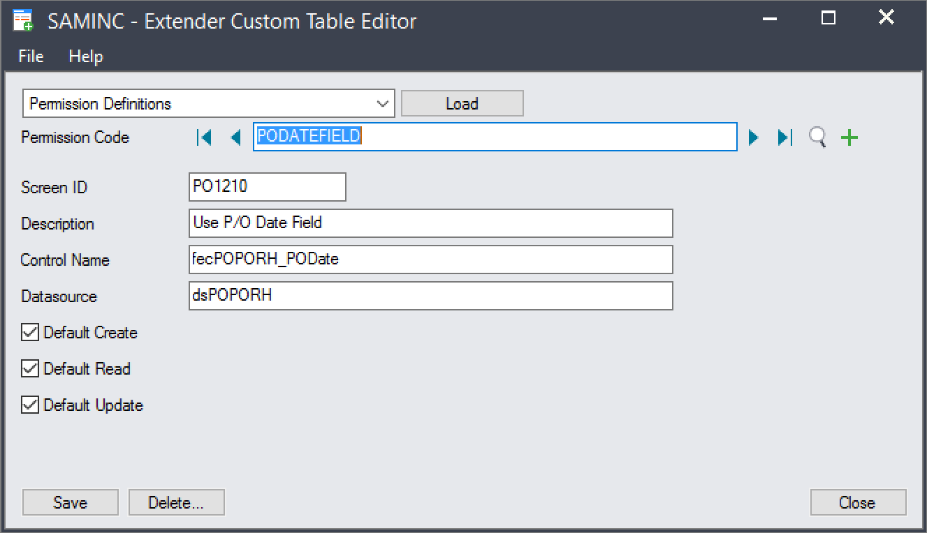 Extender Custom Table Editor