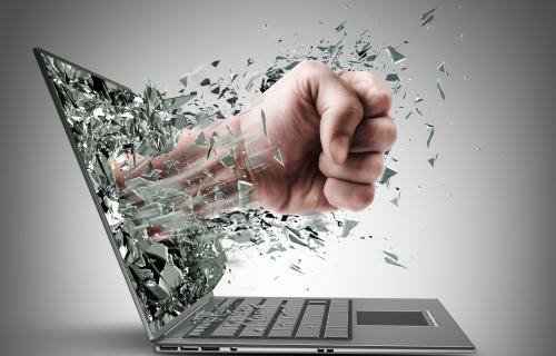 Fist through laptop