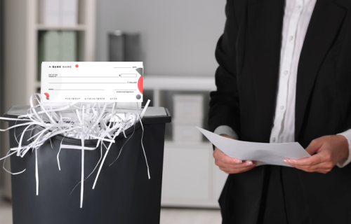 Shredding a cheque