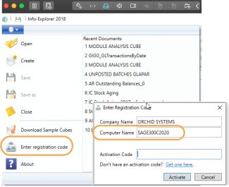 Info-explorer registration screenshot