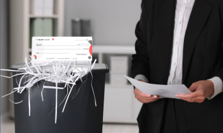 Shredding a cheque