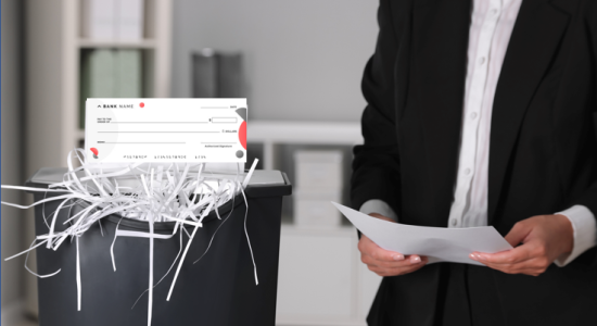 Shredding a cheque